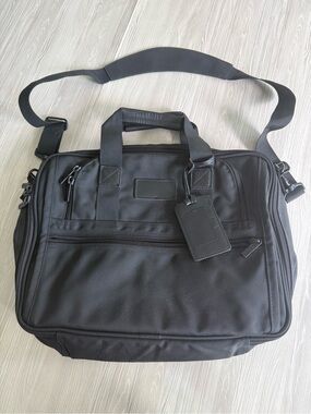 CODi Handmade in USA Black Ballistic Nylon Briefcase Dual Handle Luggage Tag